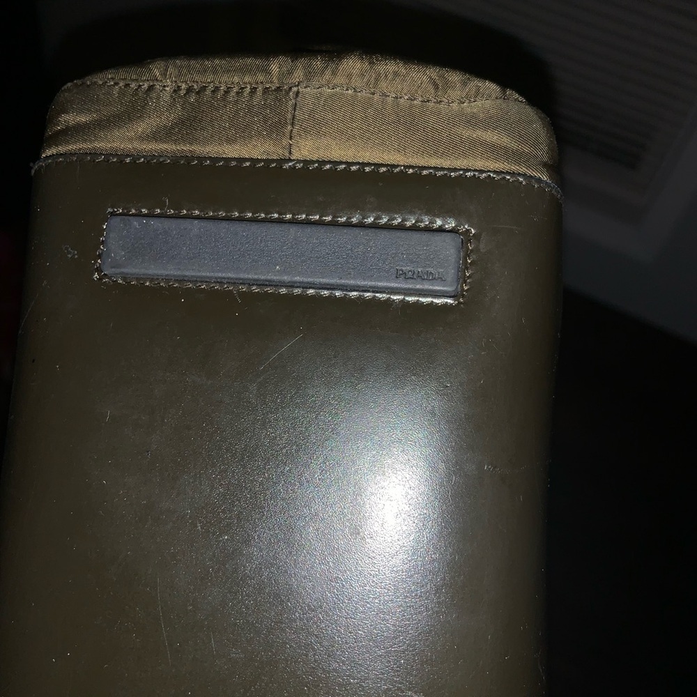 Authentic Prada y2k leather nylon logo bag green spring designer boho classic - Picture 6 of 10